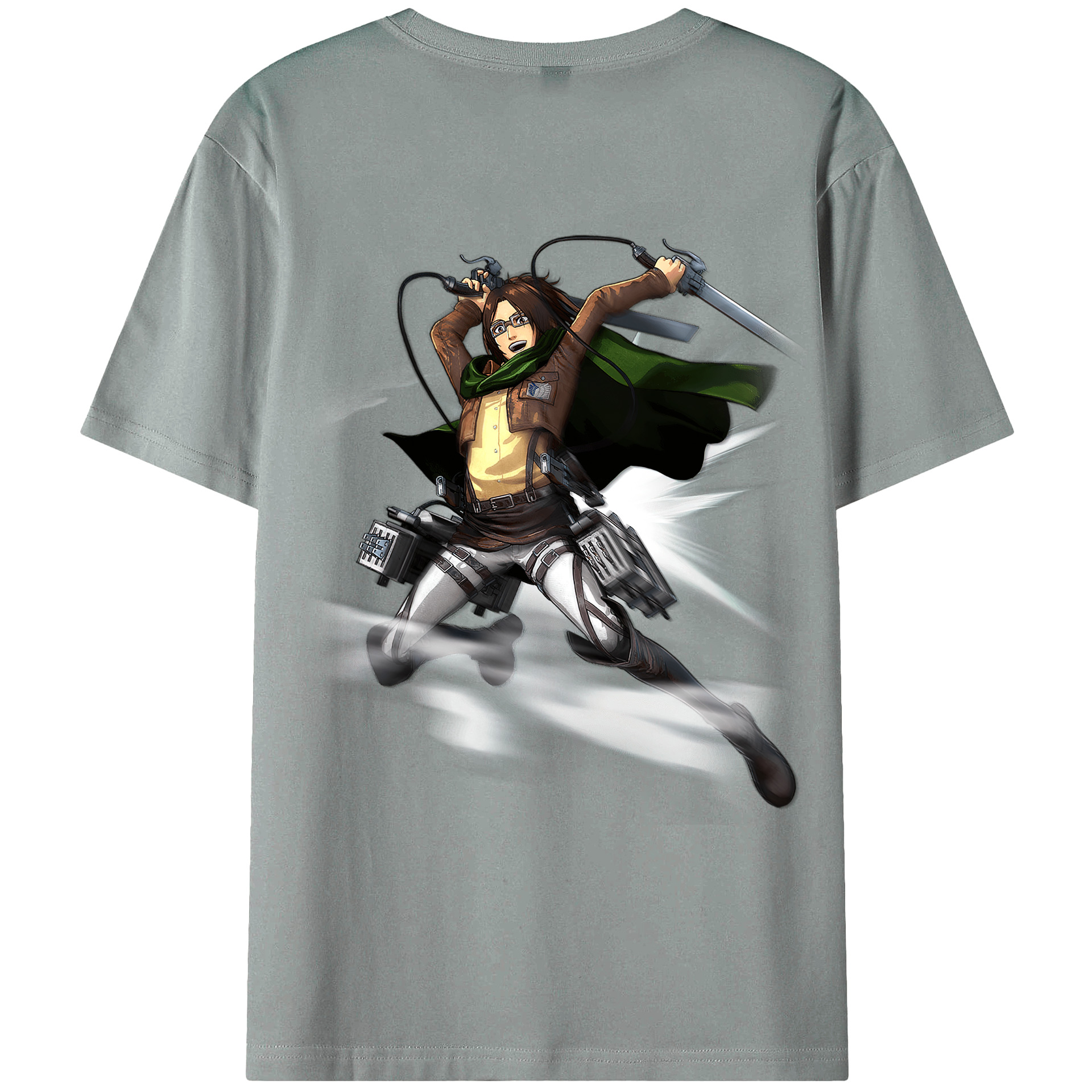 （画像用） 進撃の巨人 ハンジ·ゾエ Attack on Titan Hanji Zoe 綿100％ メンズ半袖Tシャツ（バックプリント） 通気性